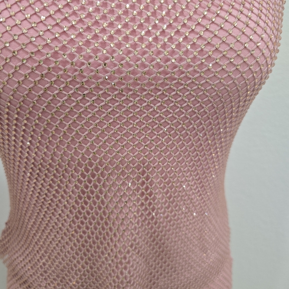 Aqua Co Ord Set Crystal Embellished Mesh Midi Skirt And Top Size Small - Picture 14 of 16